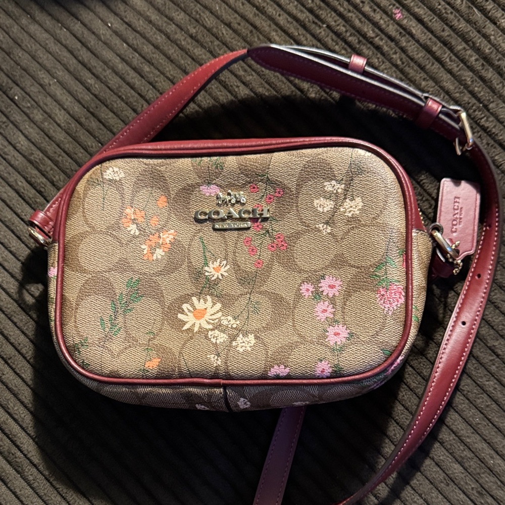 Coach Floral Crossbody Bag - Brown and Pink